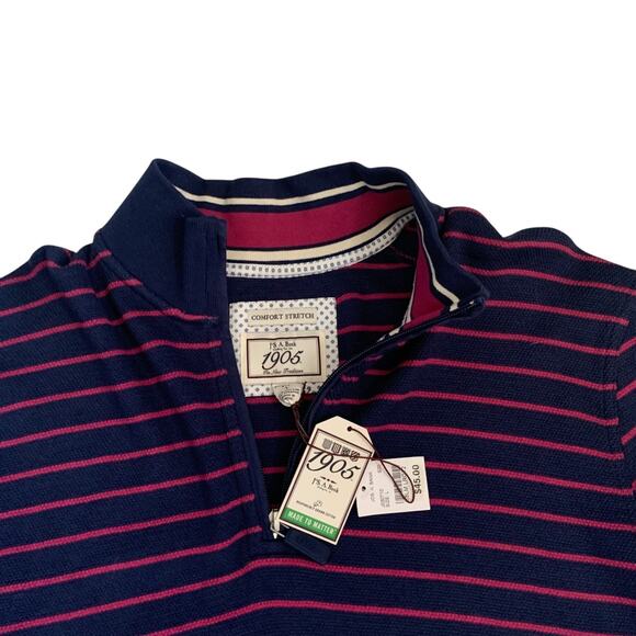 Jos. A. Bank 1905 Mens Sz L 1/4 Zip Comfort Stretch Tailored Fit Striped Sweater - Picture 7 of 14